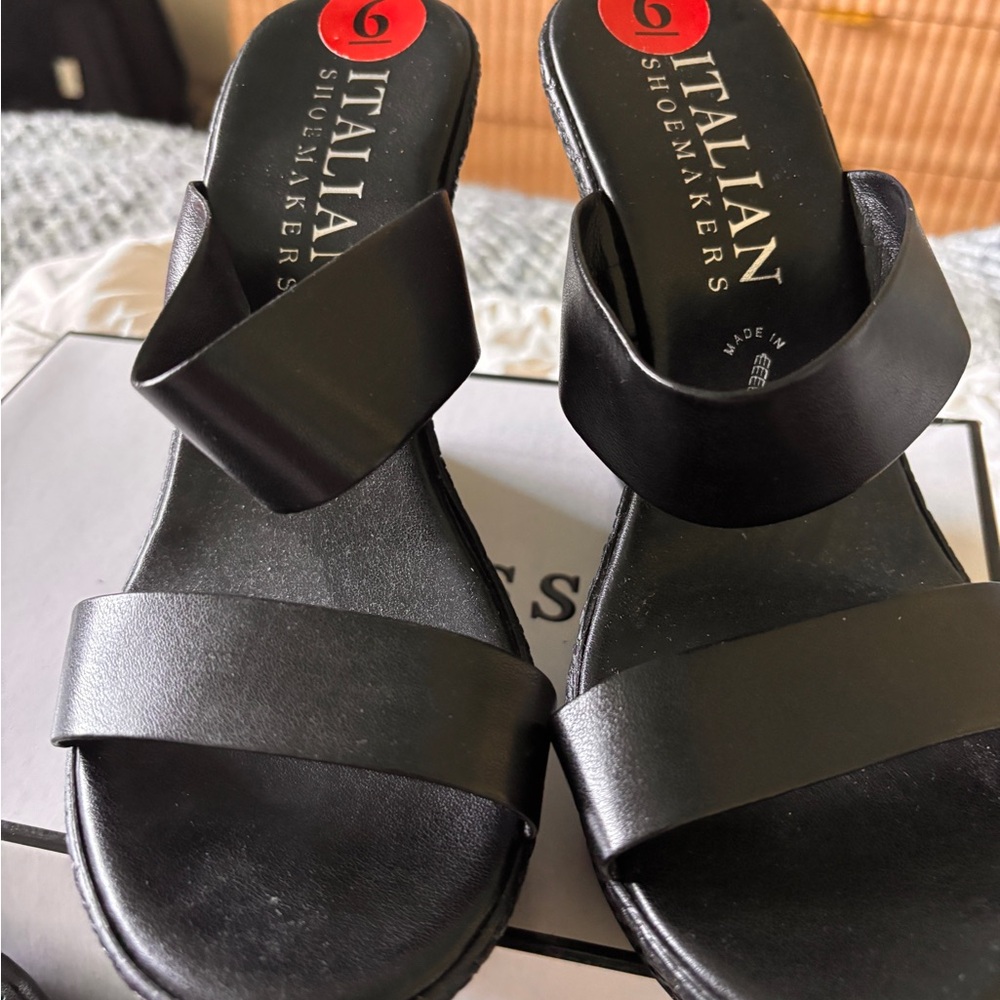 Italian Shoemakers Black Wedge Sandals
